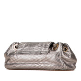 Metallic Perforated Calfskin Drill Accordion Flap